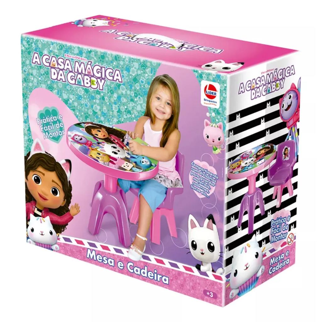 Mesa e Cadeira A casa Mágica de Gabby Infantil Atividades Original - Líder Brinquedos