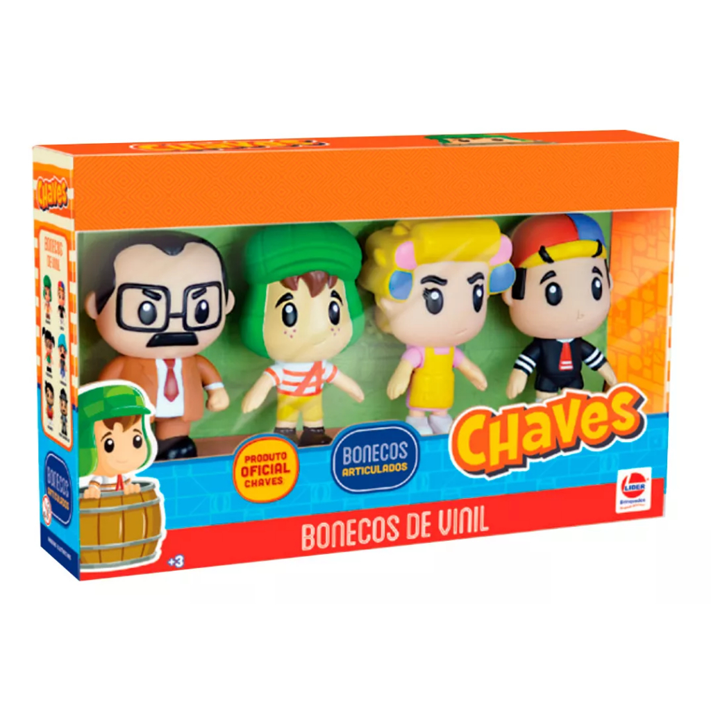 Kit 4 Bonecos Vinil 12 Cm Chaves, Quico, Seu Barriga e Dona Florinda Original