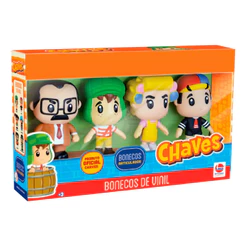 Kit 4 Bonecos Vinil 12 Cm Chaves, Quico, Seu Barriga e Dona Florinda Original