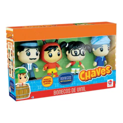 Kit 4 Bonecos Vinil Turma do Chaves 12 Cm Chapolin, Girafales, Chiquinha e Bruxa 71 Original