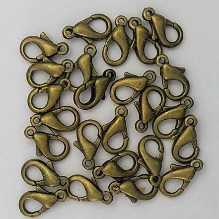 Fecho Lagosta em Metal Ouro Velho 12mm Com 30 Unidades R$ 15,00. para pulseiras colares bijuteria. em Oferta na Shopee