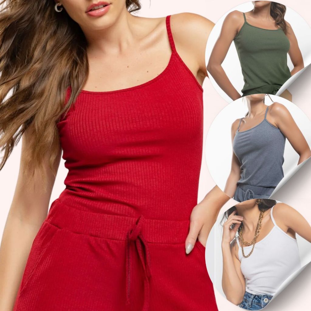 Regata Feminina Canelada - Lisa | Blusinha feminina Canelada Cor Sortida