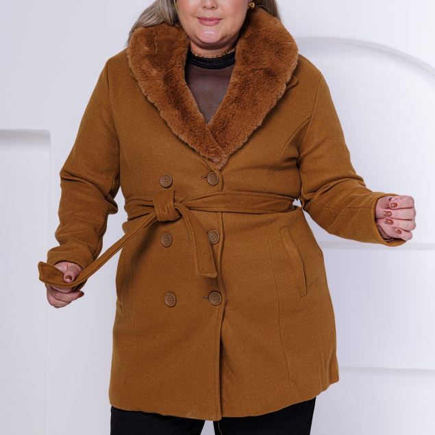 Sobretudo Lã Batida Plus Size Modelo Europeu Com Gola Removivel Com Faixa Regulavel Casaco Inverno em Oferta na Shopee