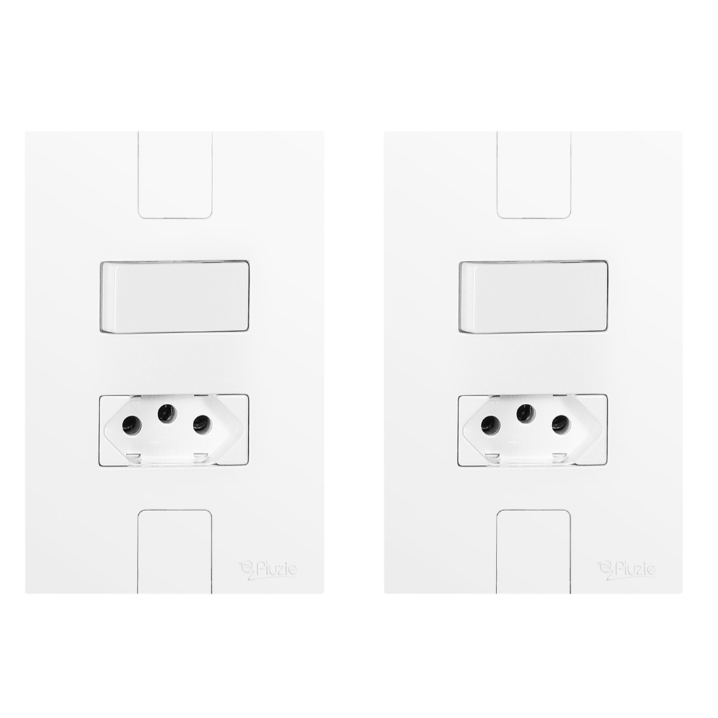 Kit 02 Interruptor Simples + Tomada 10a Modular Pluzie 4x2 em Oferta na Shopee