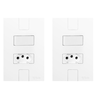 Kit 02 Interruptor Simples + Tomada 10a Modular Pluzie 4x2