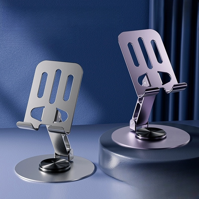 Suporte Alumínio de Mesa Base Rotatória Ajustável 360º Para Smartphones e Tablets -V8