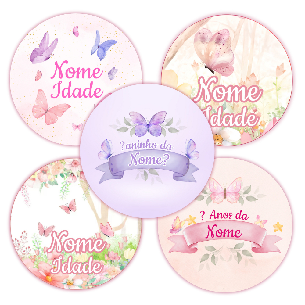 50 Adesivos Personalizados Jardim Das Borboletas - Vários Tamanhos em Oferta na Shopee