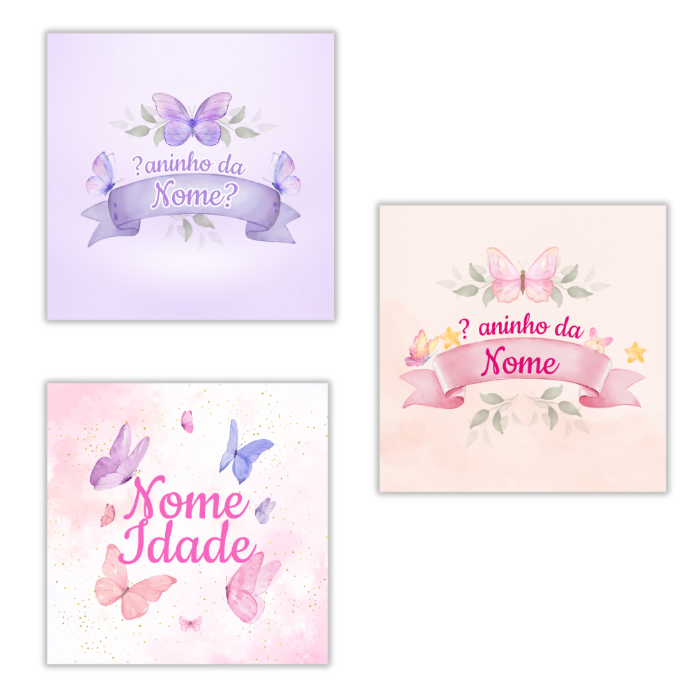 30 Adesivos Quadrado Personalizados  Jardim Das Borboletas -Tamanho 5x5 CM em Oferta na Shopee