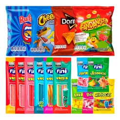 30 Salgadinhos Elma Chips + 30 Pacotes Bala Fini