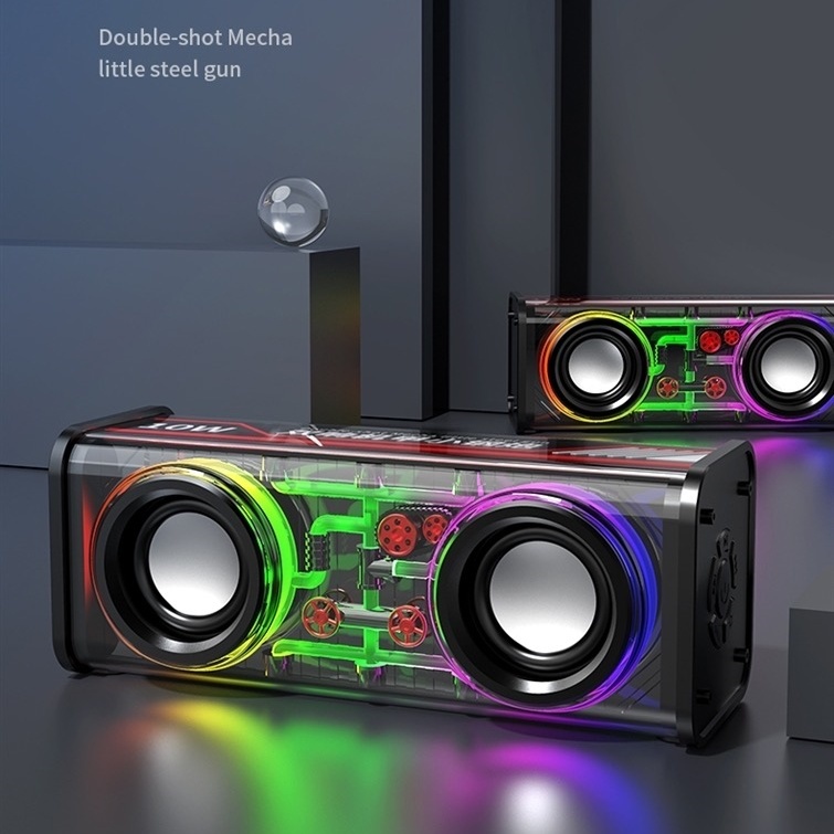 Caixa de Som Bluetooth com Alto-Falante Duplo e Subwoofer Tech Luz Super Potente TWS Sem F...