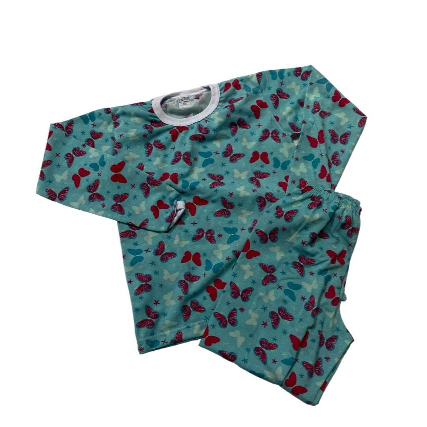 Kit C/3 Pijamas Conjunto Infantil 100% Algodão Menina Inverno Estampas Sortidas Tamanho 2 ao 16