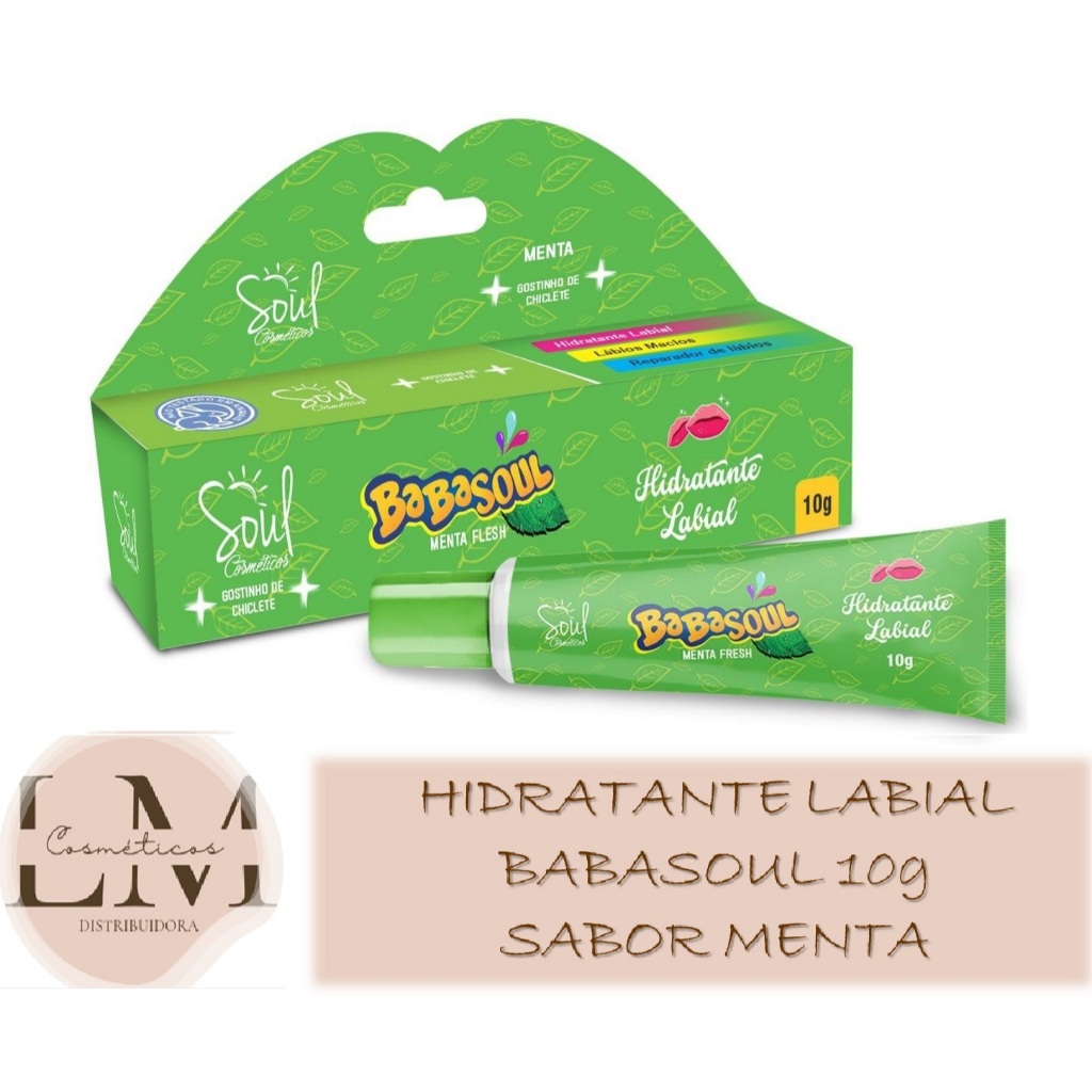 Hidratante Labial Gostinho de Chiclete Menta Fresh Babasoul Soul Cosméticos 10g