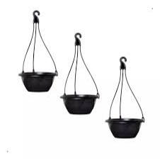 Kit 03 Vasos Cuia 21 com Alça na Cor Preta para Plantas pendentes 2,4 lts em Oferta na Shopee
