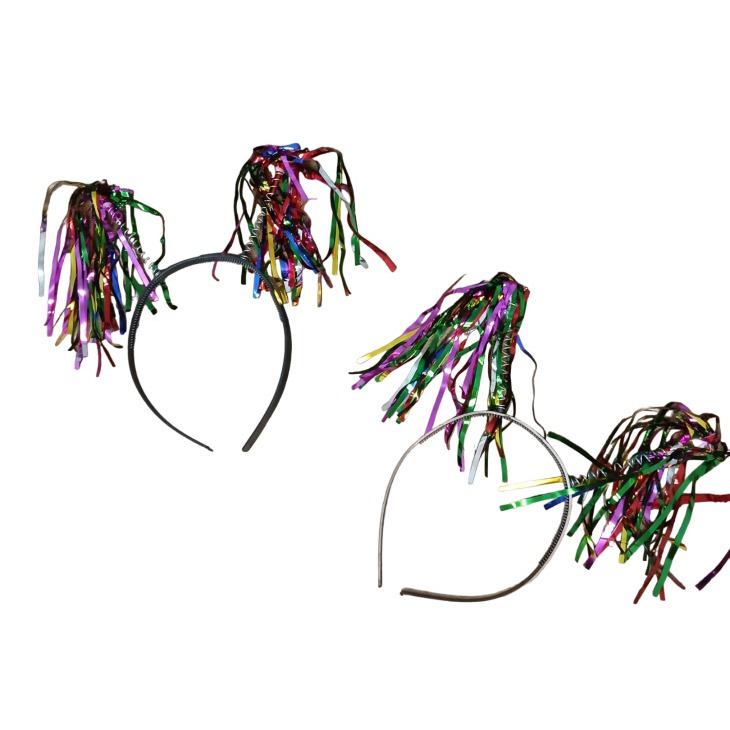 Kit 6 Tiaras Xuxinha Metalizada com Fitilho Colorido para Festas