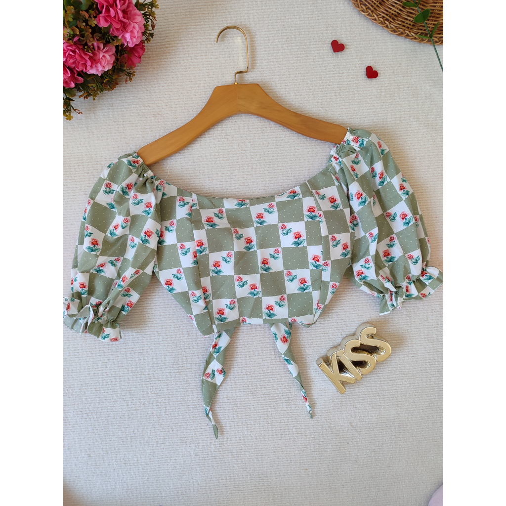 blusa cropped feminina estampado manga curta com bojo Ycrop-3