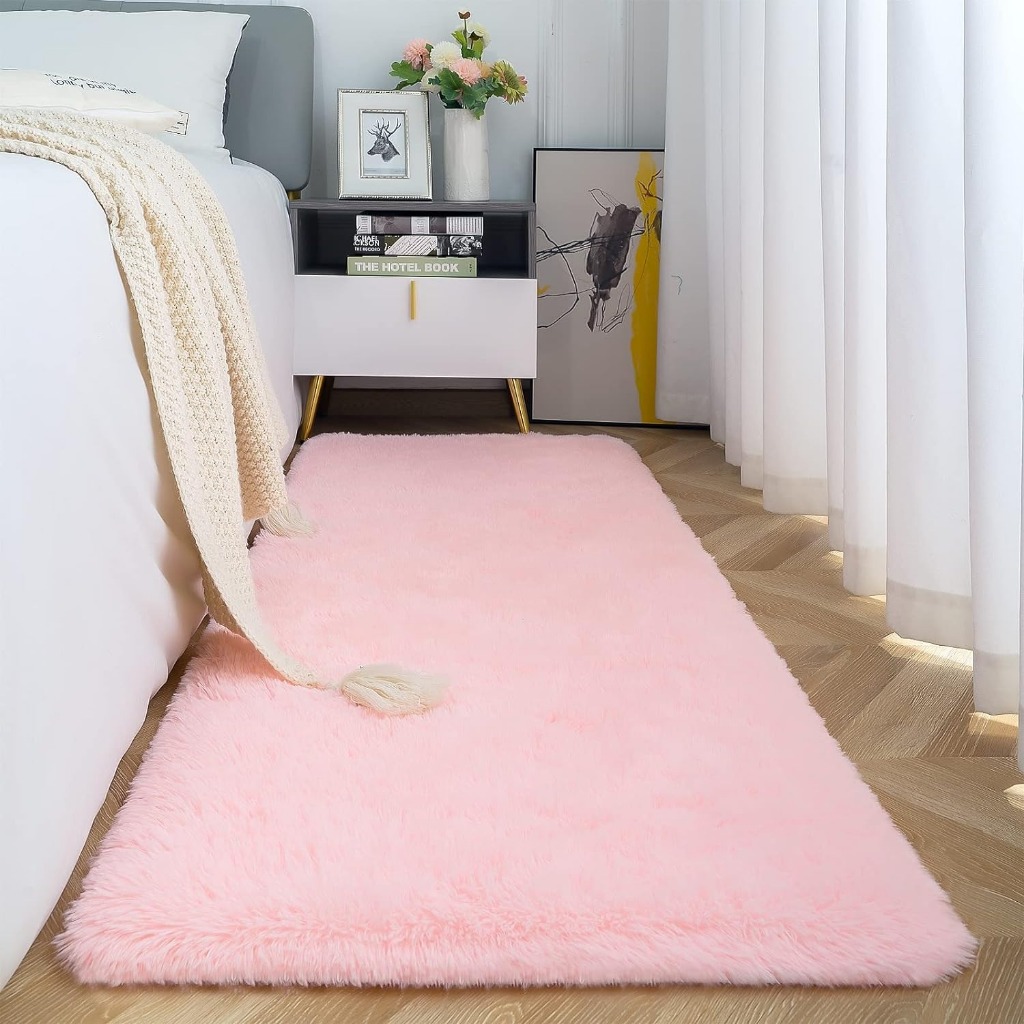 Tapete Fofo Peludo Antiderrapante Macio Passadeira para Sala de Jantar/Quarto/Casa 2,00 X 0,60 Mt