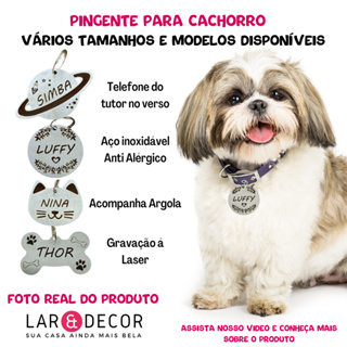 Pingente Pet com Nome Gravado Plaquinha de Identificação Cachorro Gato em Oferta na Shopee