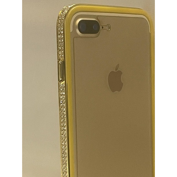 Bumper Metal Iphone 6 plus amarela com strass  dourada