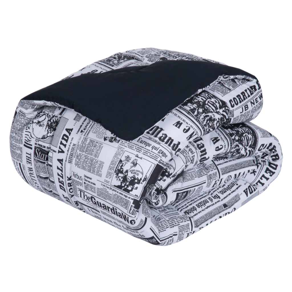 Edredom Casal Queen Dupla Face Tecido Algodão 180 Fios Estampa Jornal em Oferta na Shopee