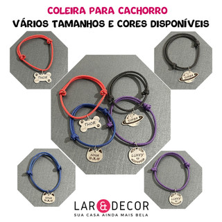 Placa de Identificação Pet Personalizado + Coleira para Cachorro Gato Plaquinha