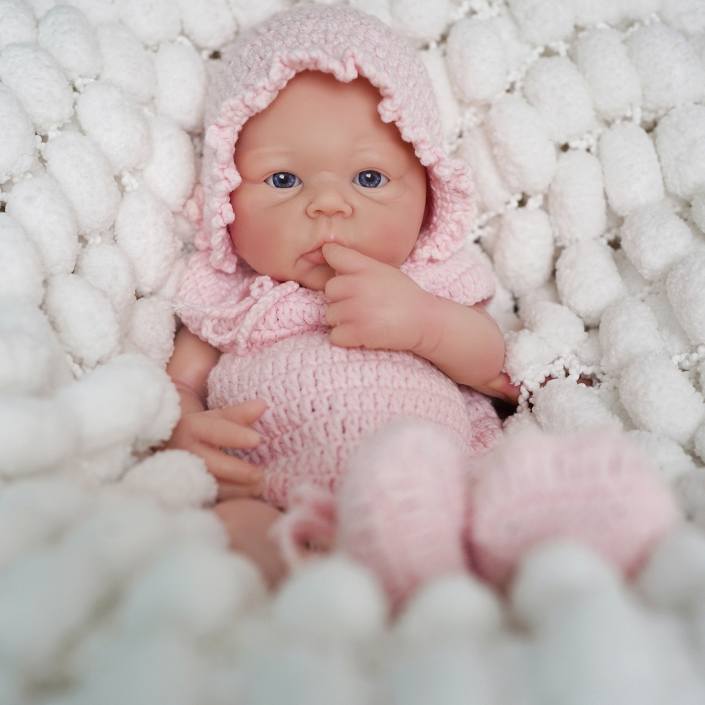 Brastoy Bebê Reborn Boneca Silicone Sólido Menina Olhos Azuis Original 35cm