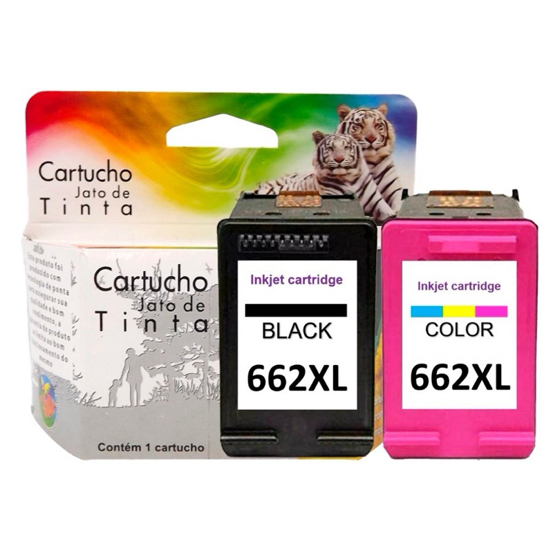 Par Cartucho De Tinta 662 XL Preto + Color 2546 2516 3516 1516