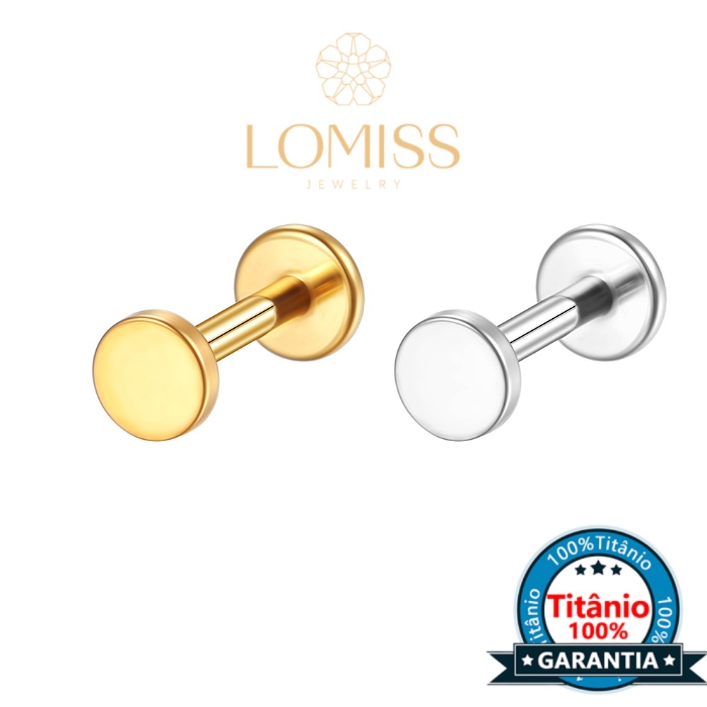 Piercing Labret TitÂnio G23 Pvd Redondo Helix, Tragus, Conch, Nariz, Boca-Medusa Piercing Labret TitÂnio G23 Pvd Redondo Helix, Tragus, Conch, Nariz, Boca-Medusa