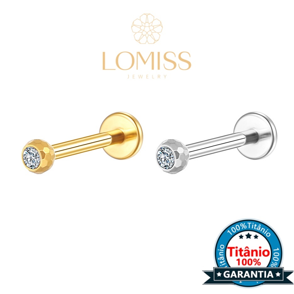 Piercing Helix Conch Labret Titânio Pvd Lapidada Com Zircônia Ponto de luz Rosca Externa em Oferta na Shopee