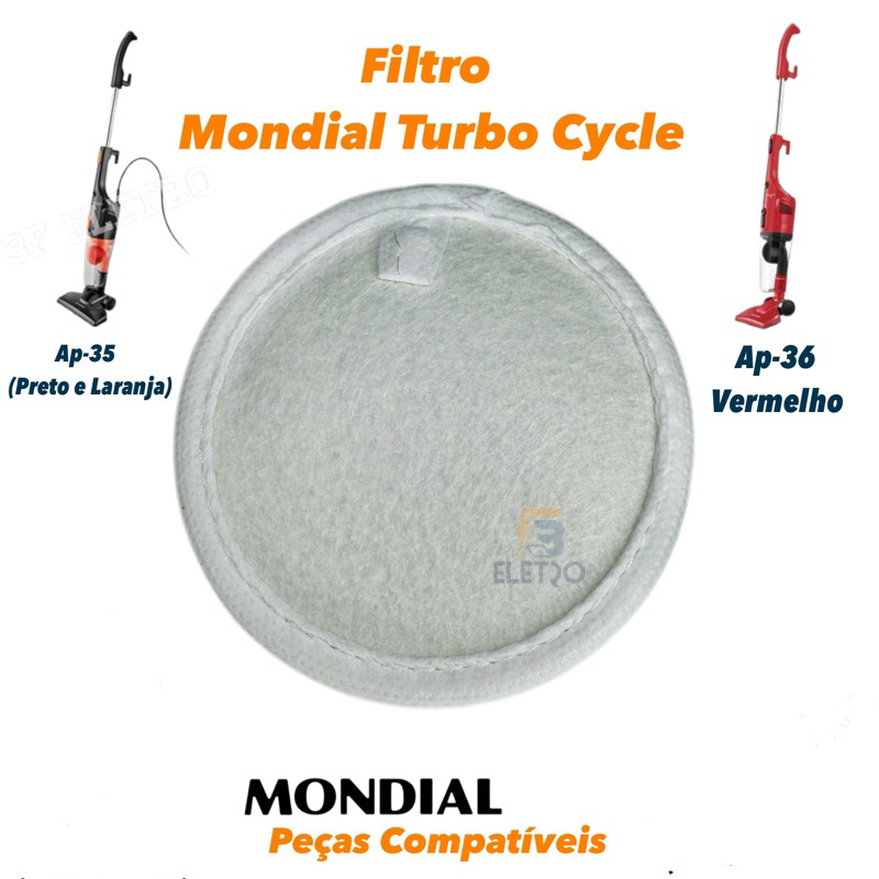 Filtro Permanente Para Aspirador de Pó Mondial Turbo Cycle AP35 AP36 (Alta Qualidade)