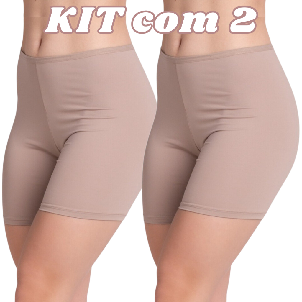 Kit 2 Short Anágua Liso Segunda Pele Feminino Comprido em Oferta na Shopee