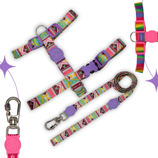 Coleira ajustável Peitoral H para cachorros com guia anti-puxão pet porte pequeno e médio em Oferta na Shopee