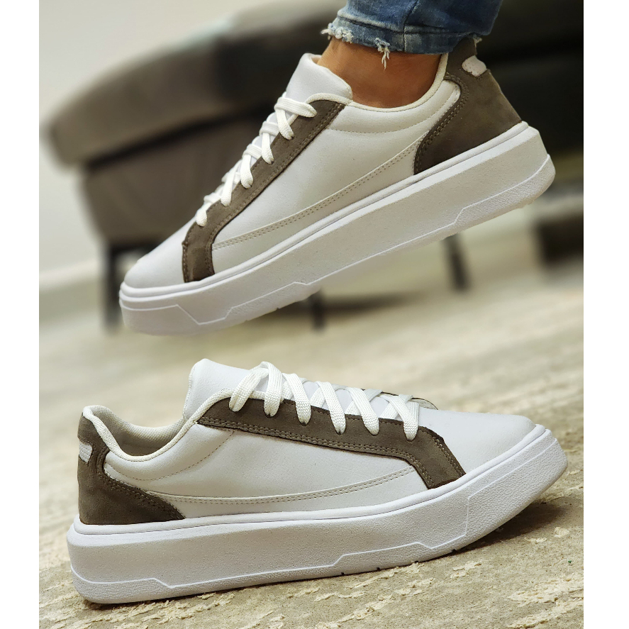 Sapatênis Masculino Casual Sola Alta Sneakers Conforto Estilo Moderno Branco