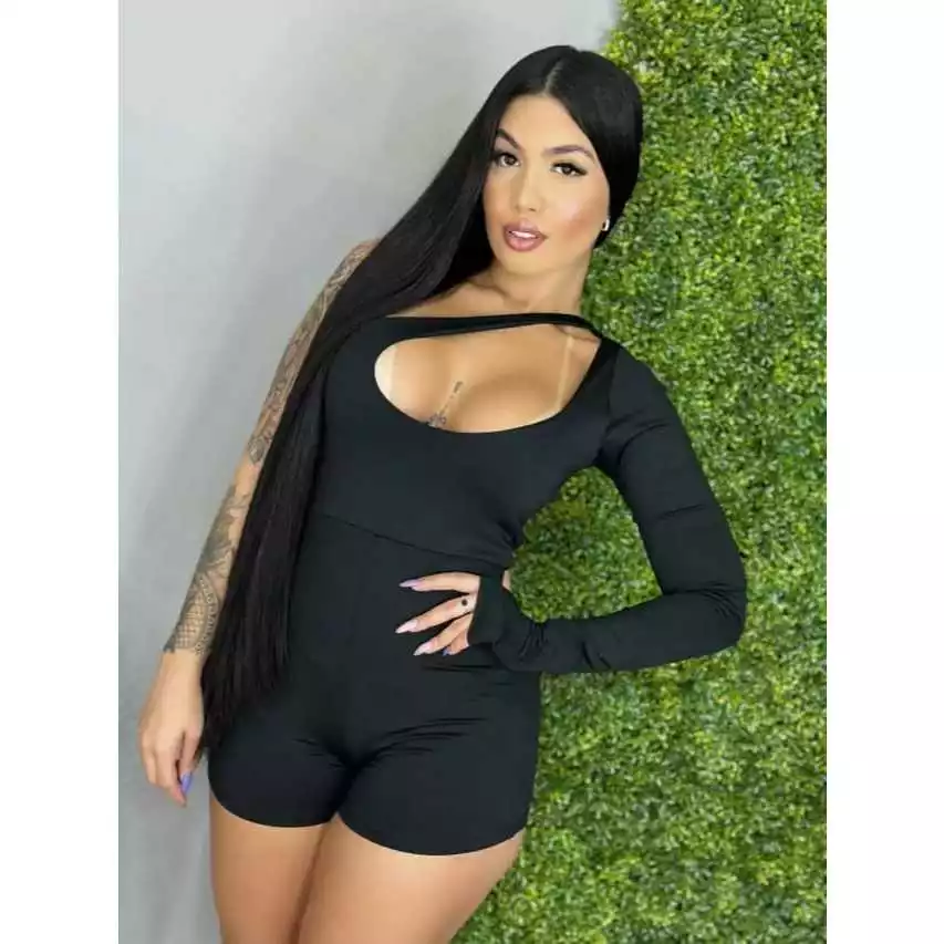 Macaquinho Feminino Manga Longa Suplex Poliamida Academia Modela Corpo do PP ao GG Roupas Feminina — imagem 1