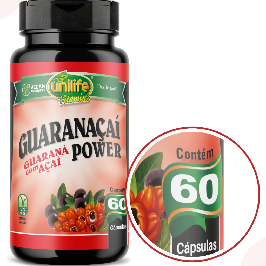 Guaraná Com Açaí Power Energia Natural 60 Capsulas - Unilife