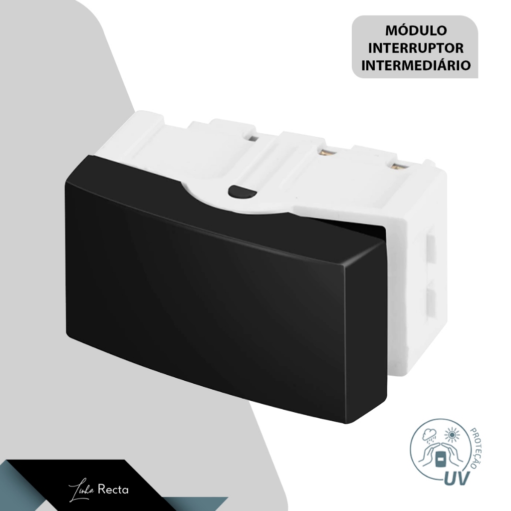 Módulo Interruptor De Luz Intermediário 250V 10A Preto Black Satin Recta 12505-9 - BLux em Oferta na Shopee