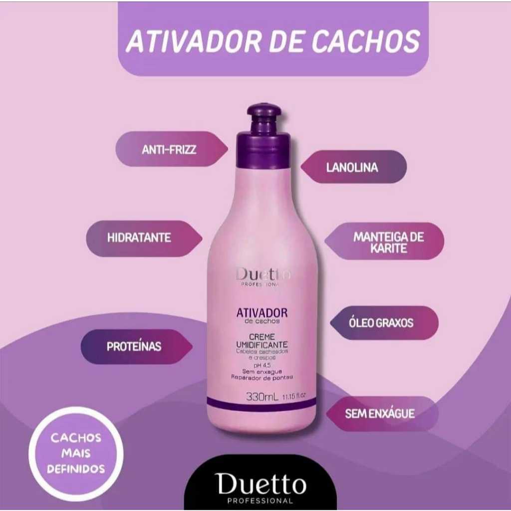 Creme Umidificador Ativador Cachos Duetto Profissional 330ml