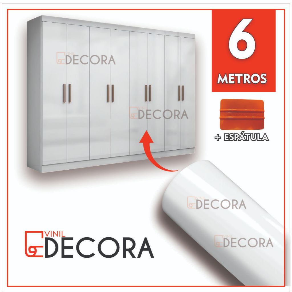 6 metros Adesivo Vinil Lavável Contact Branco Brilho Envelopamento Autocolante Envelopamento de Móveis Paredes Personalizado Quarto e Decoração