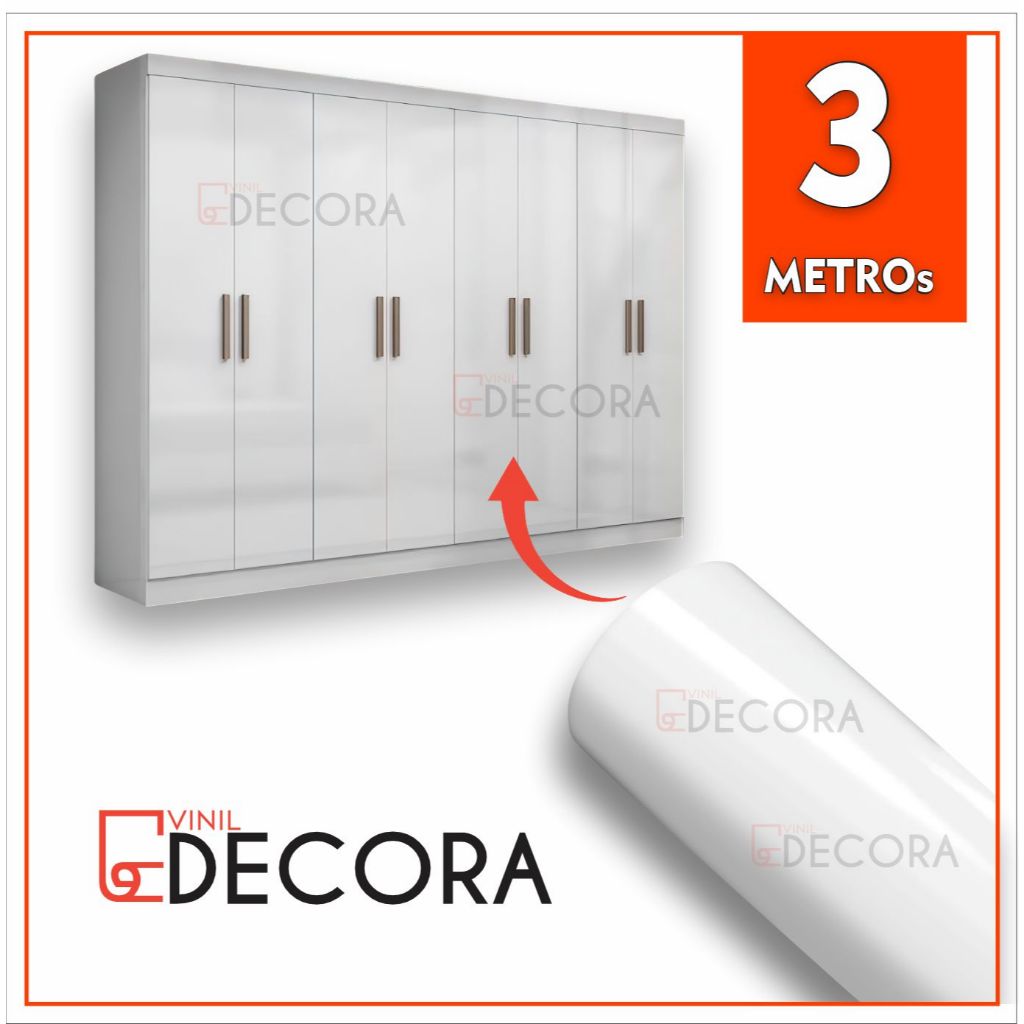 3 metros Adesivo Vinil Lavável Contact Branco Brilho Envelopamento de Móveis Parede Quarto Decoração em Oferta na Shopee