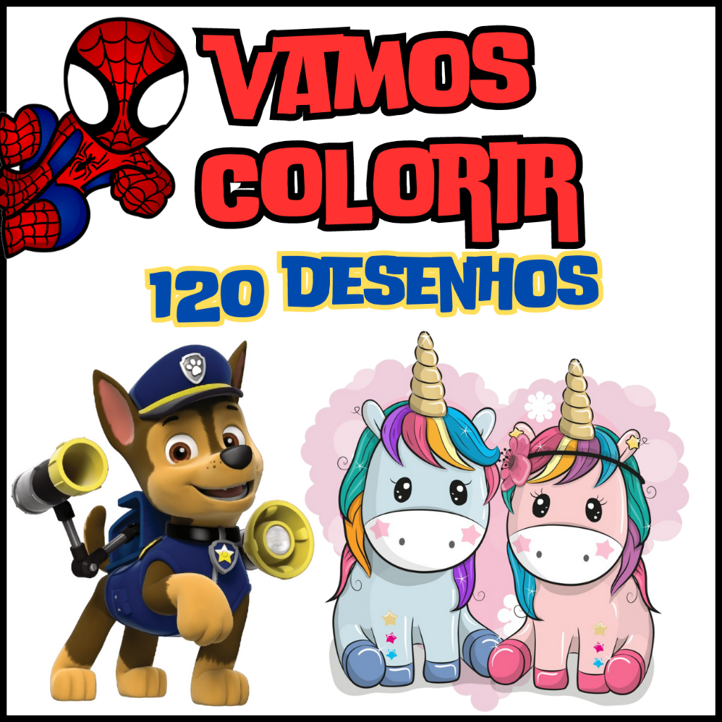 Kit 100 Desenhos para colorir e pintar menina e menino