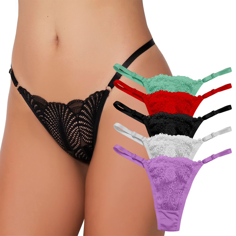 Calcinha Com Renda Tanga Fio Dental Alça Regulável Tanga de Renda com Regulagem Lateral