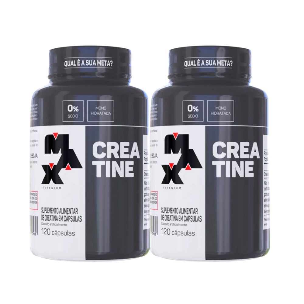 2x Creatine Creatina monohidratada - 120 Cápsulas - Max Titanium - Health