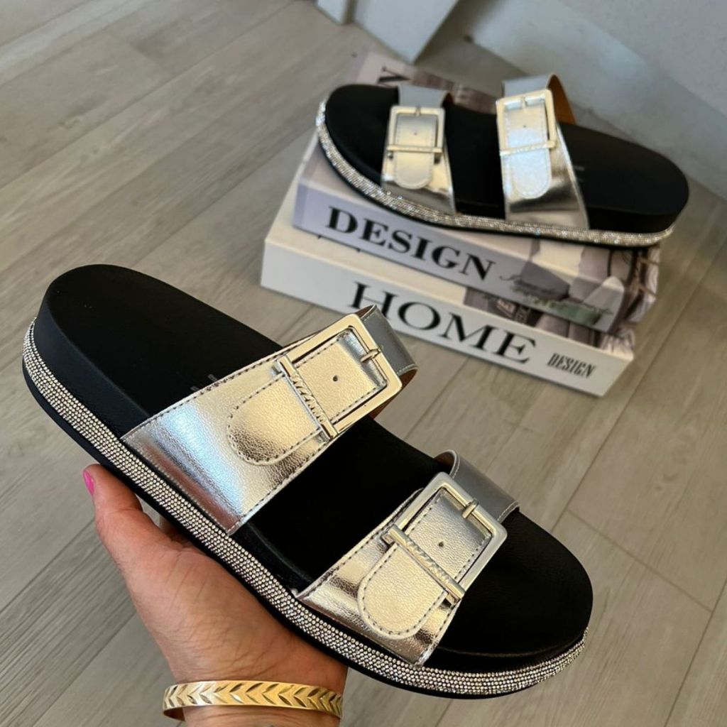 Sandália Birken Feminina Strass Flatform Vizzano Papete Nova