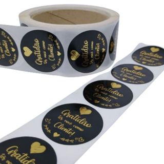1000 Etiqueta Gratidão Adesivo Vinil Metalizado Redondo 4cm em Oferta na Shopee