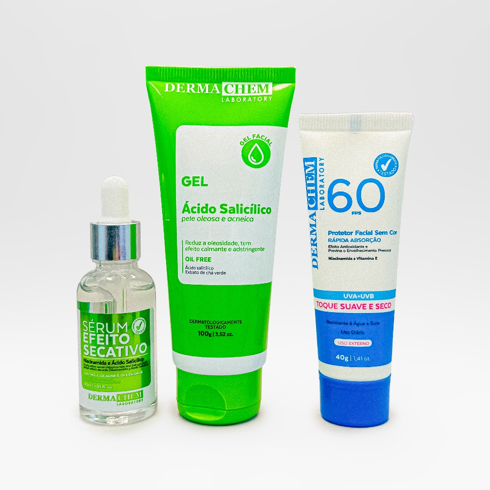 Kit Antioleosidade com Protetor Facial FPS 60 Dermachem - Beauty