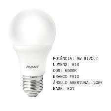 Lâmpada Led 9w Bulbo A60 E-27 Luz Branca Fria 6500k