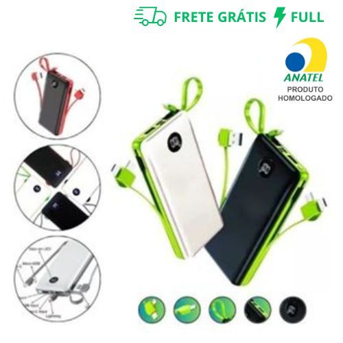 CARREGADOR PORTÁTIL TURBO POWER BANK 10.000 MAH BTE-09A (IOS, V8 E TIPO-C) BTE-09A