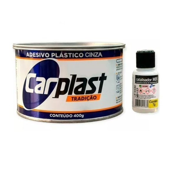 Massa Adesivo Plástico Cinza 400g + catalizador Carplast Tradição