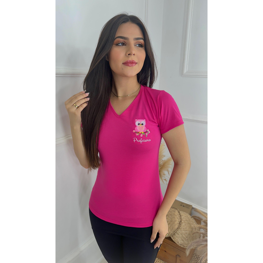 Camiseta Feminina Coruja Professora em Oferta na Shopee