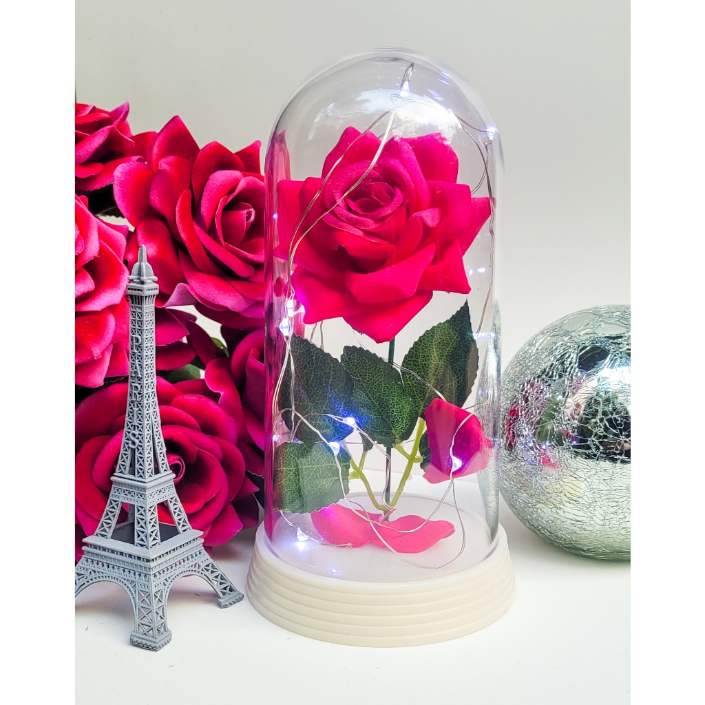 Luminária A Bela Rosa Encantada A Bela E A Fera O Pequeno Príncipe LED Branco Frio Base cor Pérola G