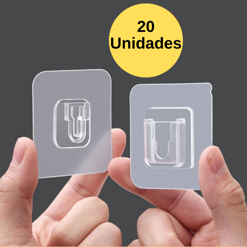 Gancho Adesivo Dupla Face Super Forte Ate 3kg Sem Furos Pregos Banheiro E Cozinha  Sala